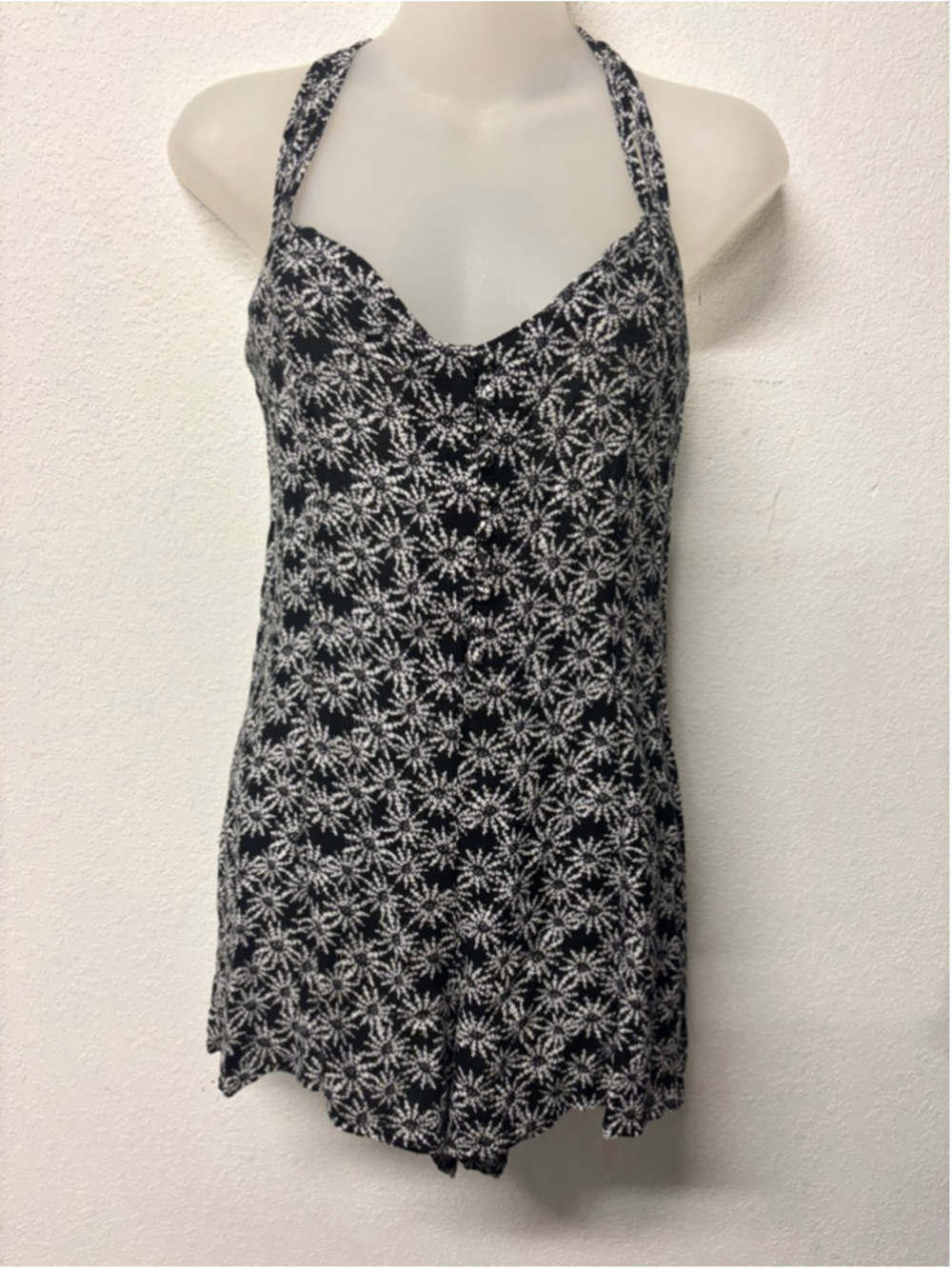 American Rag Black & White Floral Romper Juniors 3 (small)